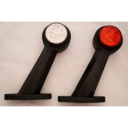 High Quality 4 pcs Red-White Stalk Elbow Marker Lights - LED Side Outline Lamps for 24V Vehicles. FREE Delivery for UK Mainland!