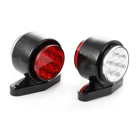 High Quality Red/White Marker Lights - 2x 24V, DOT & MOT Compliant, 7 LEDs per Lamp, Heavy Rubber Base. FREE Delivery for UK mainland!