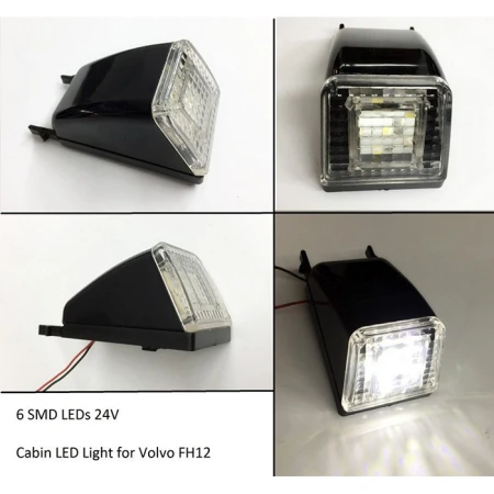 2 pcs White 6 SMD LED Roof Led Lights Front Cabin Lamps for Volvo Truck FL FH FH12