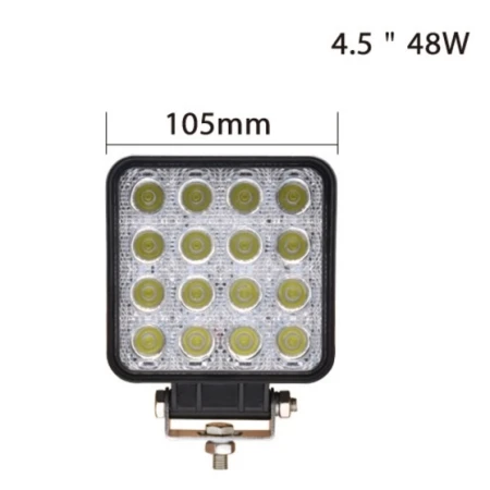 2 pcs Powerful LED Work Light - 48W Flood Spot, 16 Epistar LEDs, IP67 Waterproof, Universal Mounting