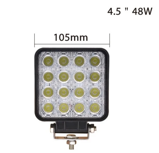2 pcs Powerful LED Work Light - 48W Flood Spot, 16 Epistar LEDs, IP67 Waterproof, Universal Mounting