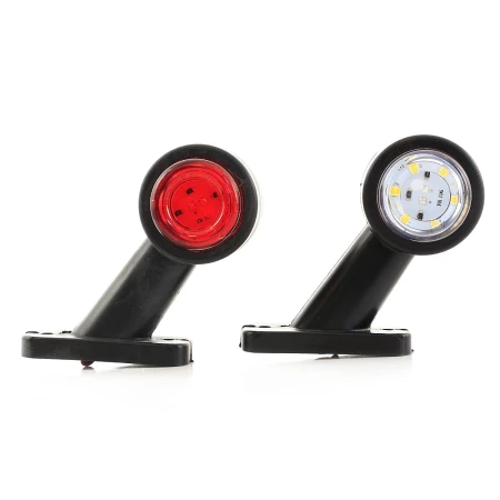 2 pcs Red - White Short Stalk Side Marker Lights - Mini LED Outline Lamps for 12V & 24V Vehicles