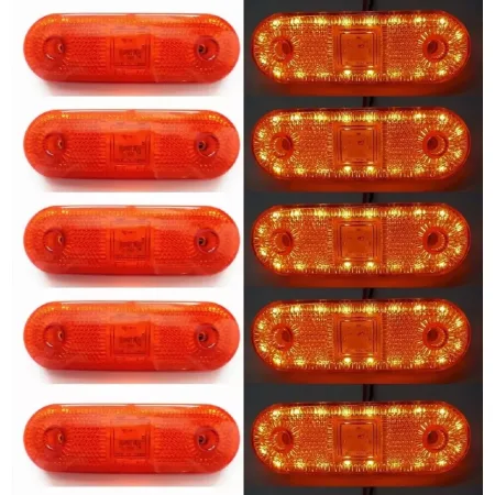High Quality Amber LED Side Marker Lights – 10 Pieces 24V, 20 LED Units (Orange/Amber Lens). FREE Delivery for UK Mainland!