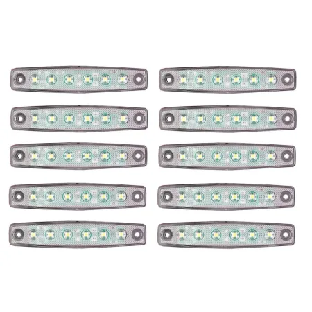 High Quality White Front Marker Lights – 10 Pcs 24V LED 6 SMD Lamps (White Lens, E9 Approved). FREE Delivery for UK mainland!