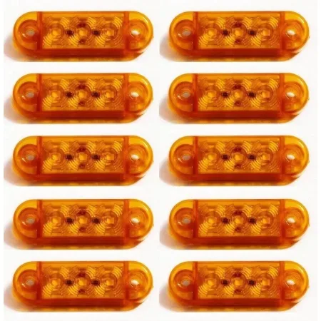 High Quality 10 pcs Amber Side Marker Lights - 12V - 24V, Shockproof & Waterproof, Amber-Orange Lens. FREE Delivery for UK mainland!