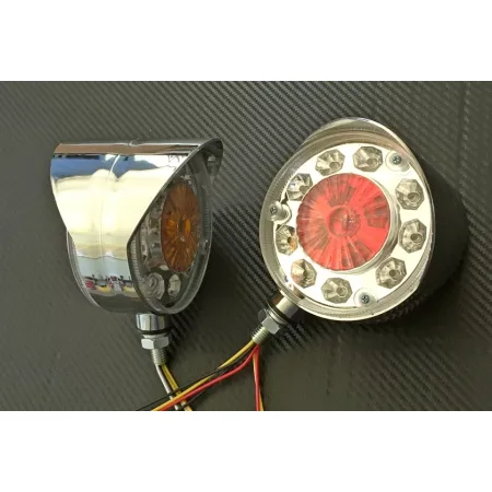 High Quality 2 pcs Mirror Position Marker Lights - LED Corner Indicator Lamps with Chrome Bezel - 12V, Amber & Red. FREE UK mainland Delivery