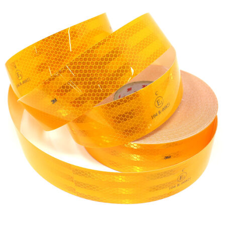 Yellow Reflective Tape 25m Roll - E1 Marked High Visibility Self-Adhesive for Vehicle Contour Marking