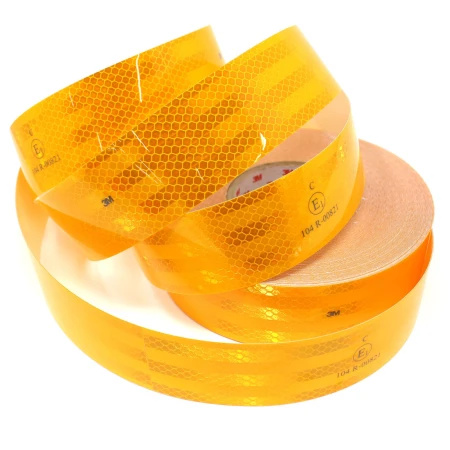 Yellow Reflective Tape 25m Roll - E1 Marked High Visibility Self-Adhesive for Vehicle Contour Marking
