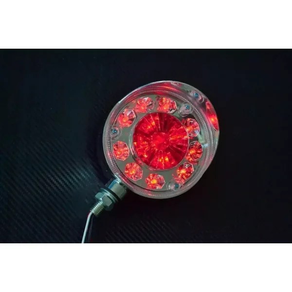 High Quality 2 pcs LED Side Mirror Marker Lights for Truck Lorry Bus - 24V, Red & White Lollipop Lights with Chrome Bezel. FREE UK Delivery!