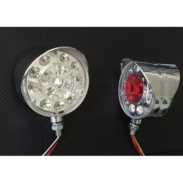 High Quality 2 pcs LED Side Mirror Marker Lights for Truck Lorry Bus - 24V, Red & White Lollipop Lights with Chrome Bezel. FREE UK Delivery!