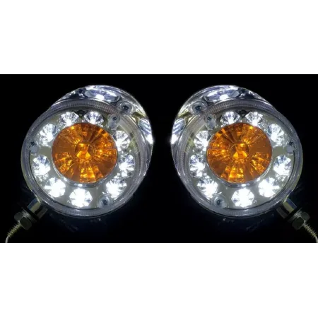 High Quality 2pcs Mirror Side Marker Lights - LED Corner Indicator Lights with Chrome Bezel - 24V, Yellow & White. FREE Delivery for UK mainland