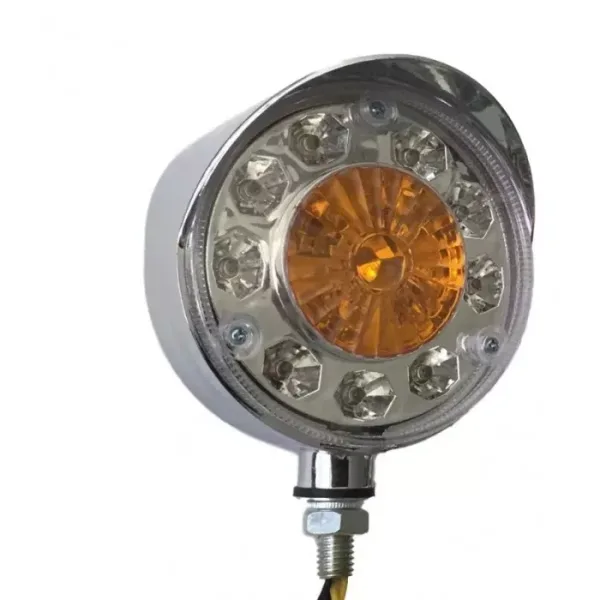 High Quality 2 pcs 24V LED Indicator Mirror Lights - Amber/Amber Corner Side Marker Lamps with Chrome Bezel. FREE Delivery for UK mainland!