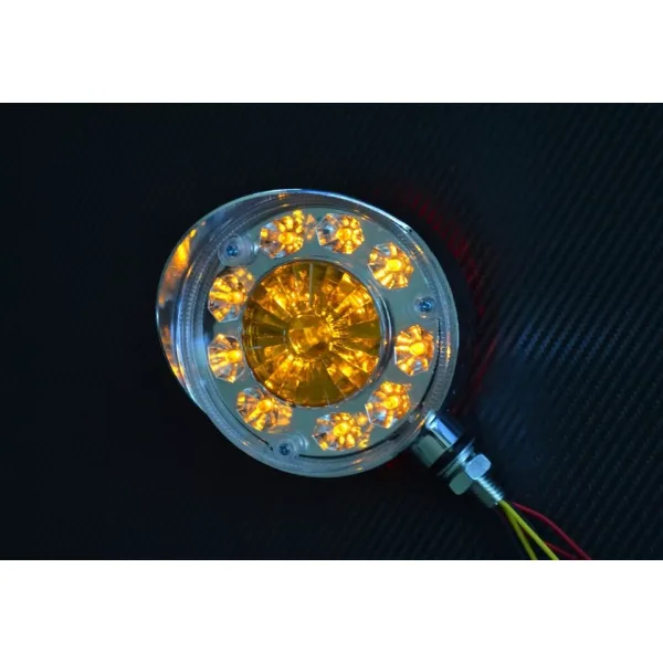 High Quality 2 pcs 24V LED Indicator Mirror Lights - Amber/Amber Corner Side Marker Lamps with Chrome Bezel. FREE Delivery for UK mainland!