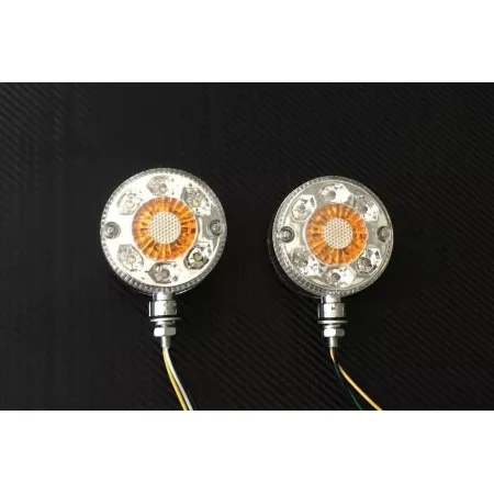 High Quality 2 pcs 24V LED Indicator Mirror Lights - Amber/Amber Corner Side Marker Lamps with Chrome Bezel. FREE Delivery for UK mainland!