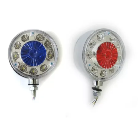 High Quality 2 pcs 24V Mirror Side Marker Lights - White, Blue & Red 24 LEDs with Chrome Bezel - 4 Func. Indicator Lights. FREE Delivery for UK