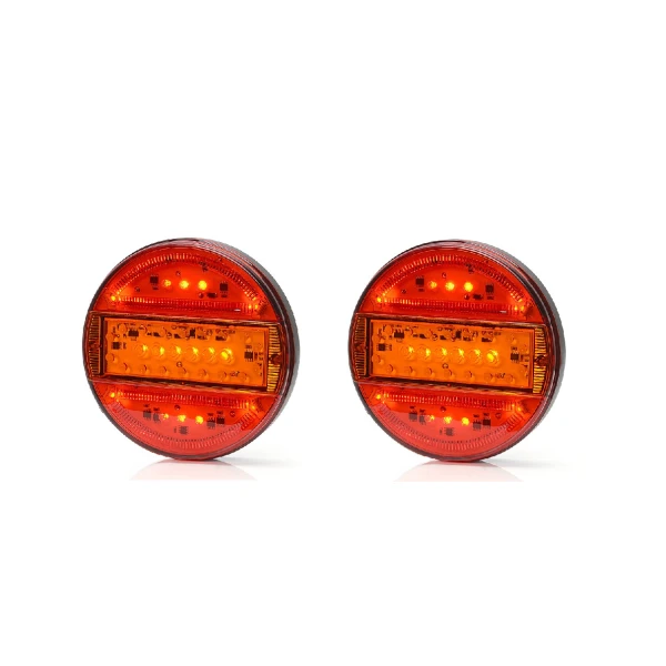 2x Rear Tail Hamburger Lights 12V-24V for Trucks, Lorries, Trailers, and Chassis