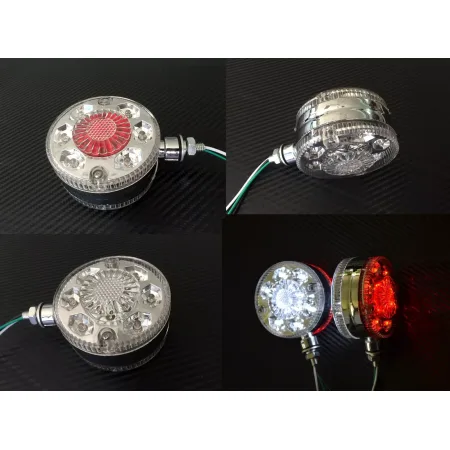 High Quality 2 pcs Red-White LED Side Mirror Marker Lights - Chrome Bezel, Universal 24V Corner Lights. FREE Delivery for UK mainland!