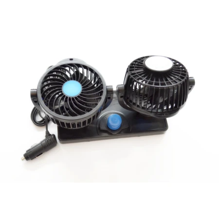 24V Dual Oscillating Fan, Quiet Twin Truck Fan with 360° Manual Rotation & Cigarette Plug