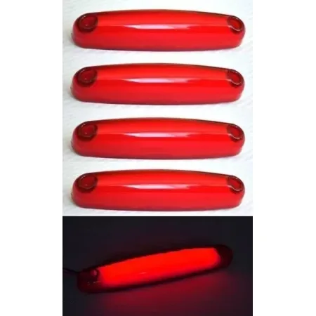 4x Neon Red Rear Marker Lights – LED 12-24V Tail Side Marker Lamps for Trucks, Lorries, and Trailers