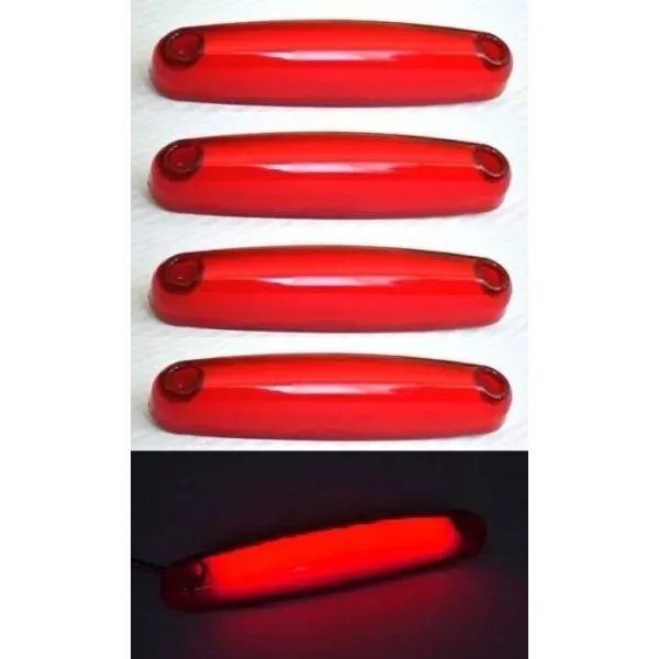 4x Neon Red Rear Marker Lights – LED 12-24V Tail Side Marker Lamps for Trucks, Lorries, and Trailers