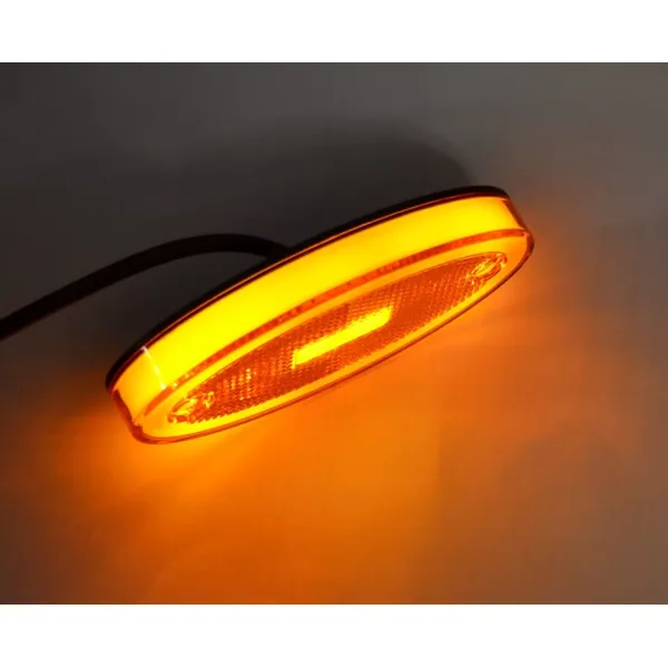 4pcs Orange LED Oval Position Lights 12V - 24V Amber Side lamps for Truck Lorry Bus Van Motorhome etc.