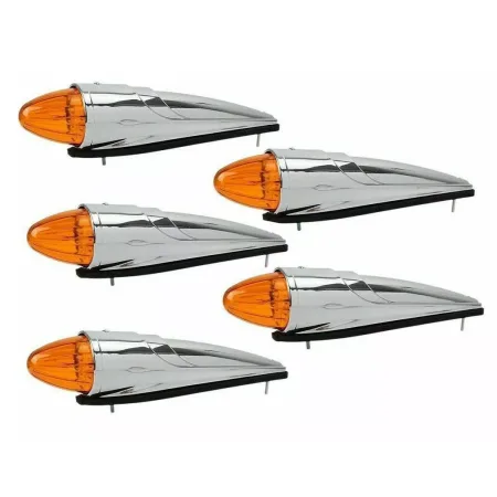 High Quality 5 pcs Amber Cab Roof Marker Lights - LED Orange Torpedo Lamps, 24V, Waterproof for Kenworth, Peterbilt etc. FREE UK Delivery!