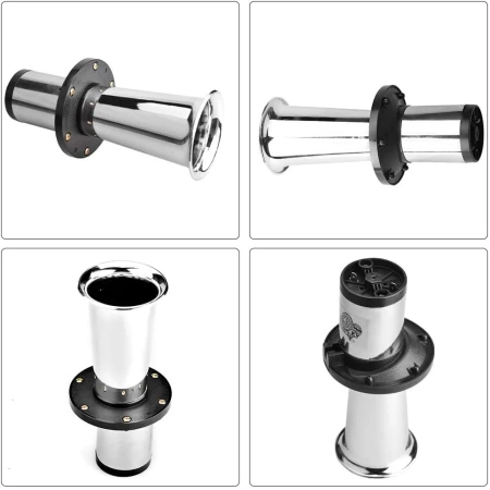 High Quality 12V Air Horn Trumpet– Retro Vintage Chrome Klaxon Horn 110dB with Classic Sound. FREE Delivery for UK and Europe!