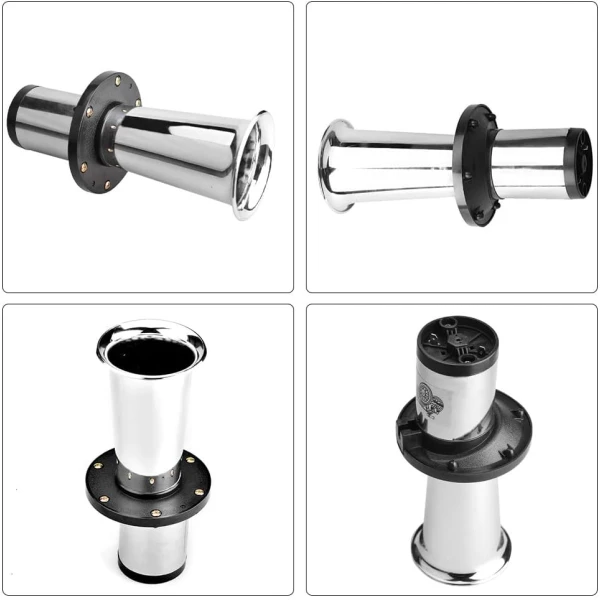 High Quality 12V Air Horn Trumpet– Retro Vintage Chrome Klaxon Horn 110dB with Classic Sound. FREE Delivery for UK and Europe!