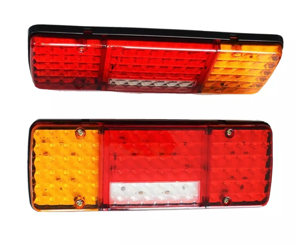 High Quality 2 pcs LED Rear Tail Lights 24V - 92 LEDs, 5 Functions, E-marked for Trucks, Trailers, and Campers. FREE Delivery for UK and Europe