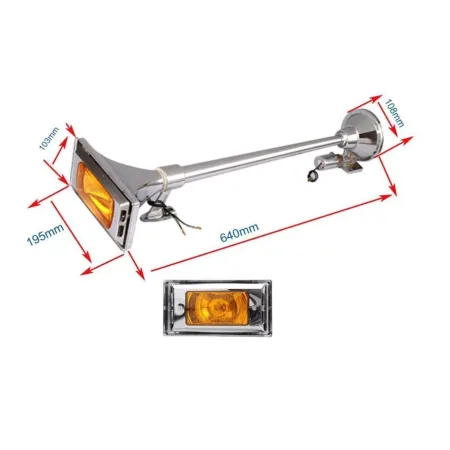 FREE Delivery for UK and Europe! High Quality 24V Air Horn with Amber Spot Fog Lamp – Chrome Finished 130dB King Size Trumpet & H3 Bulb.
