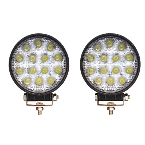 High Quality Pair of 42W LED off-road lights with 14 Epistar LEDs, flood-spot combo lamps, IP67, 10V-30V. FREE delivery for UK and Europe!