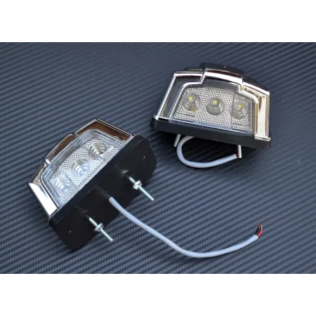 FREE Delivery for UK and Europe! High Quality Chrome Led Number Plate Lights – Front/Rear, 12V - 24V, ABS Plastic, with Fitting Bolts Included