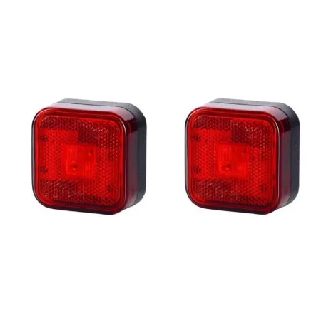 High Quality Rear Marker Lights – 2 x LED Red Lamps with Reflective Surface for Trucks, Vans, Trailers (12V-24V). FREE Delivery for UK mainland!