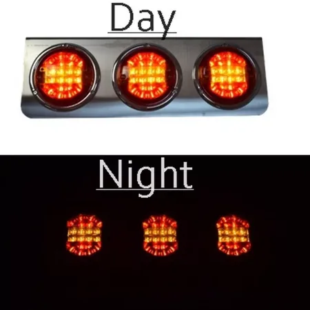 FREE Delivery for UK and Europe! High Quality Round Rear Tail Lights -Set of 2 pcs, Stainless Steel Base, 24V, 3 Functions for Truck, Trailer, Lorry.