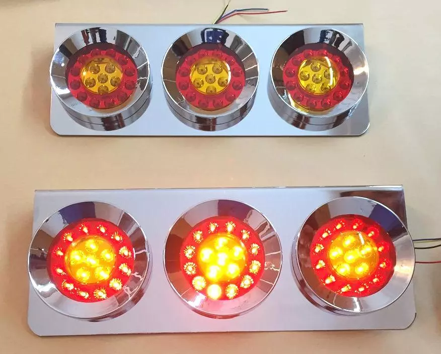 High Quality LED Round Rear Tail Lights - Set of 2 pcs, 54 LEDs, 3 Functions, 24V for Truck, Trailer, Lorry, etc. FREE Delivery for UK and Europe!
