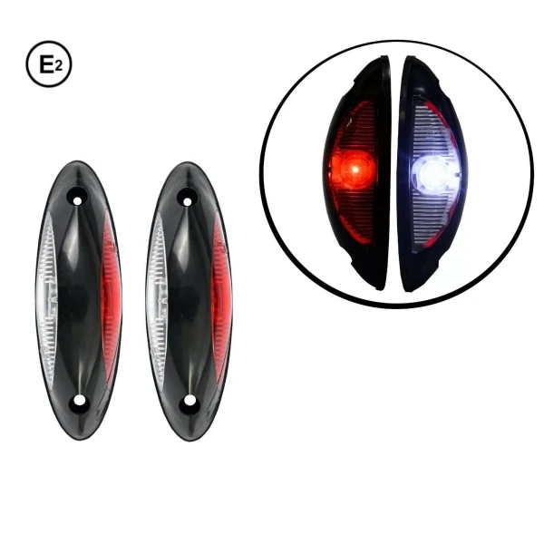 2x LED Vertical Fitting Side Marker Lights White and Amber 12V-24V