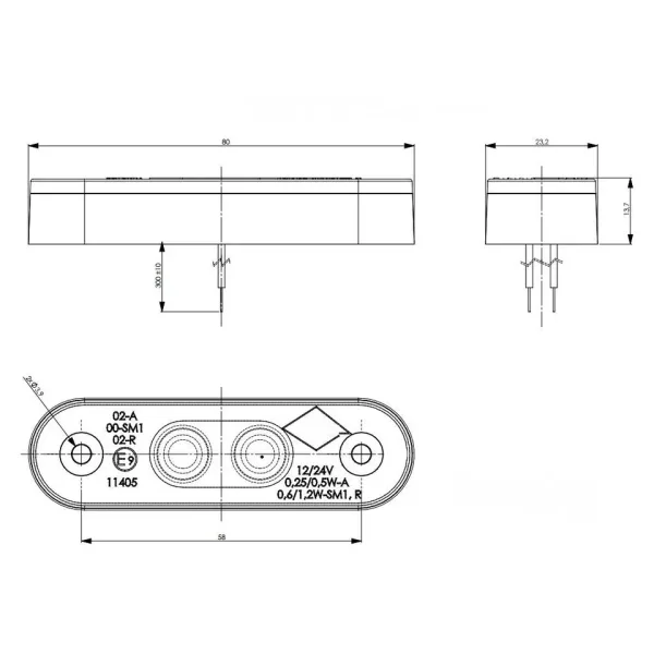 WHITE 2 SMD LED Marker Light Lamp Bull-Row Bar Flush Fit 12V-24V