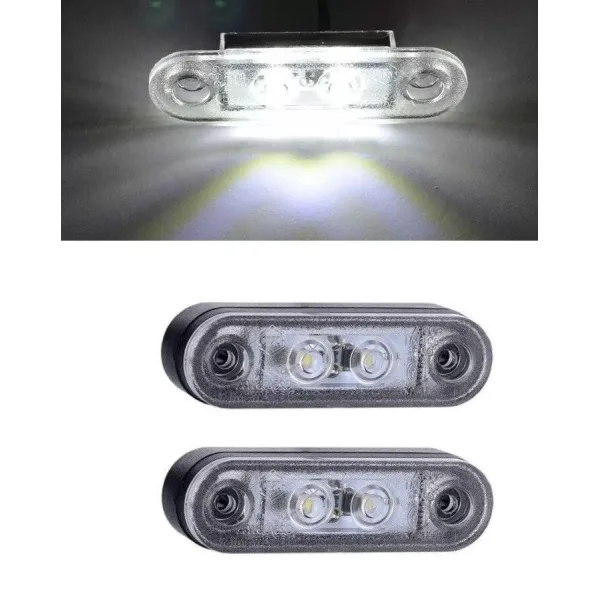 WHITE 2 SMD LED Marker Light Lamp Bull-Row Bar Flush Fit 12V-24V