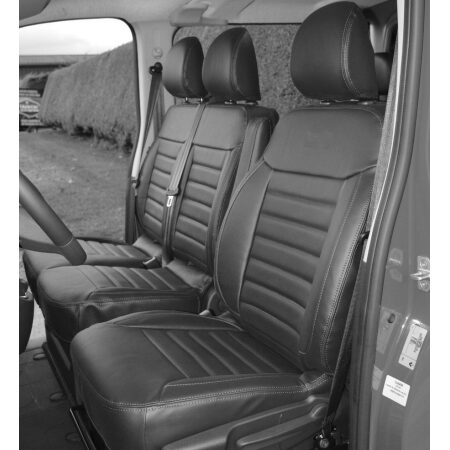 High Quality Lux Set Eco Leather Seat Covers for Renault Master & Opel Vivaro (2011-2020)–Premium Black, Foam Layer. FREE EU & UK Delivery