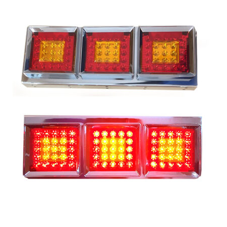 2 pcs LED Rear Tail Lights - 24V, 75 LEDs, 4 Functions with Reflector for Truck, Trailer, Lorry, etc.