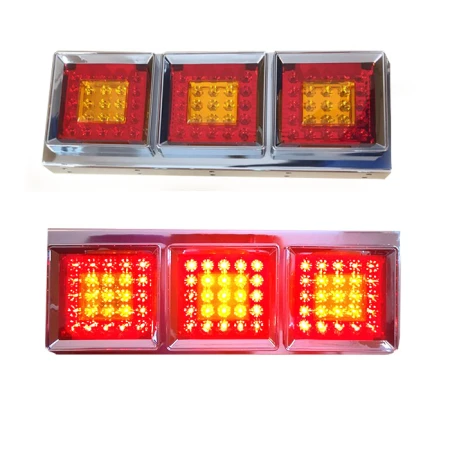 2 pcs LED Rear Tail Lights - 24V, 75 LEDs, 4 Functions with Reflector for Truck, Trailer, Lorry, etc.