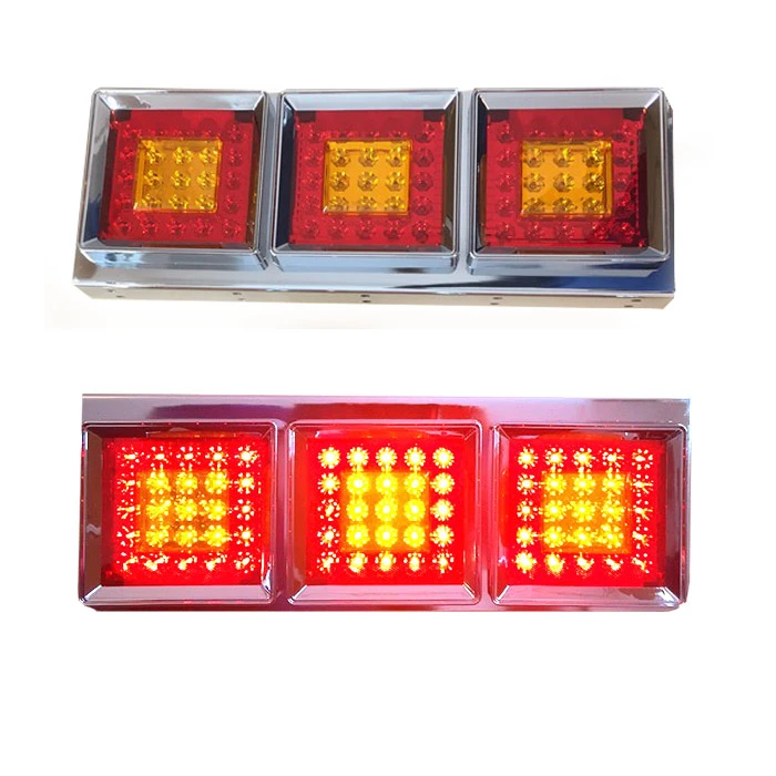 2 pcs LED Rear Tail Lights - 24V, 75 LEDs, 4 Functions with Reflector for Truck, Trailer, Lorry, etc.