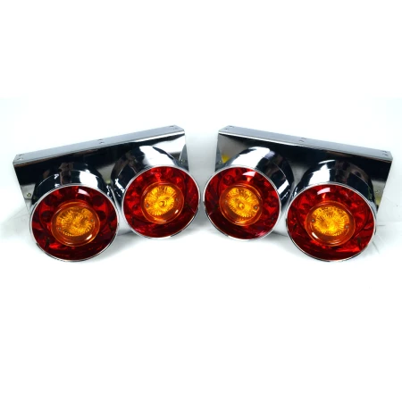 Round Rear Tail Lights - Set of 2 pcs  LED Units, 28 LEDs, 3 Functions, 24V for Truck, Trailer, Lorry, etc.