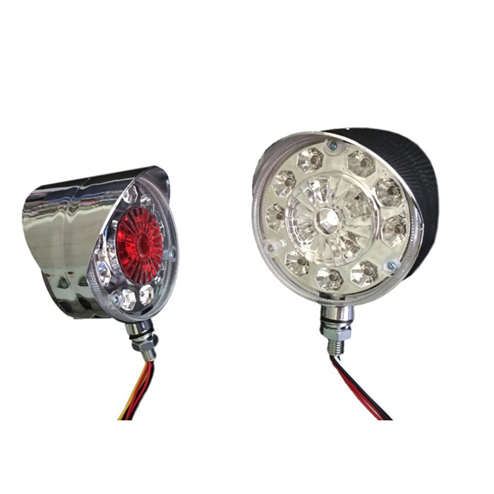 High Quality 2pcs Side Mirror Marker Lights - LED Corner Indicator Lights with Chrome Bezel - 12V, White & Red. FREE UK Delivery!