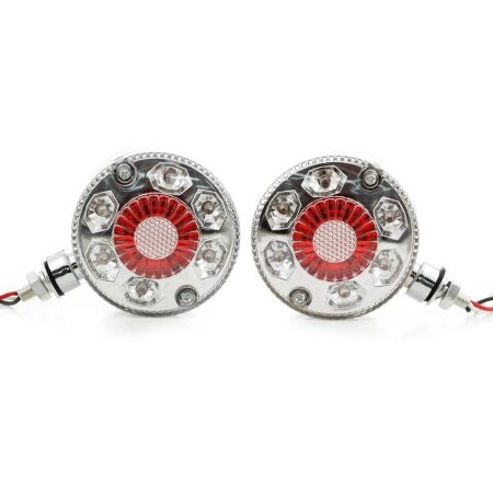 High Quality 2 pcs 12V Set Red-White LED Side Marker Mirror Lights - Chrome Bezel Corner & Indicator Lamps. FREE Delivery for UK mainland!