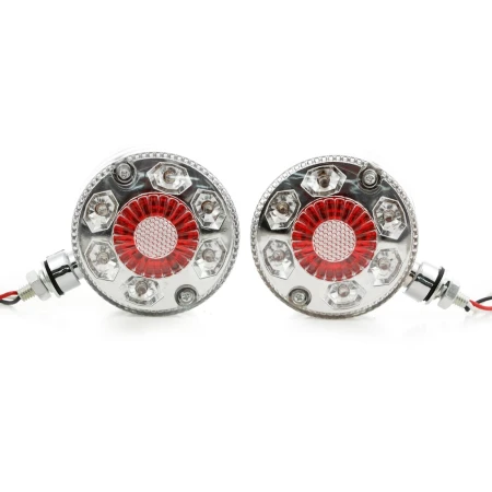 High Quality 2 pcs 12V Set Red-White LED Side Marker Mirror Lights - Chrome Bezel Corner & Indicator Lamps. FREE Delivery for UK mainland!