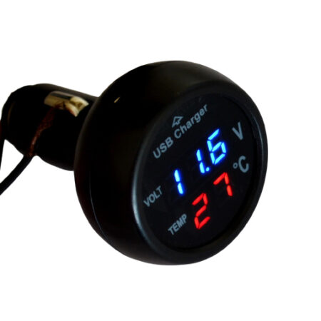 LED Auto USB Charger, 3-in-1 Voltmeter, Thermometer & Dual USB Adapter | 12V/24V