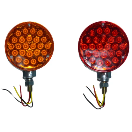 High Quality 2 pcs Red-Amber Side Marker Lights - 48 LEDs, 24V, Waterproof, Universal Fit, with Chrome Bezel. FREE Delivery for UK Mainland
