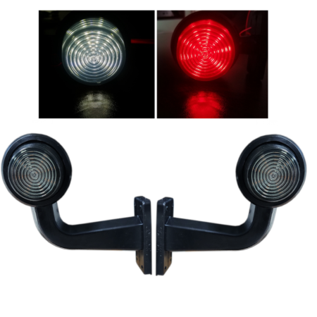 High Quality Red-White Marker Lights – 2 pcs Maxi LED Side Indicators Lamps with Smoked Lenses, 24V. FREE Delivery for UK mainland!