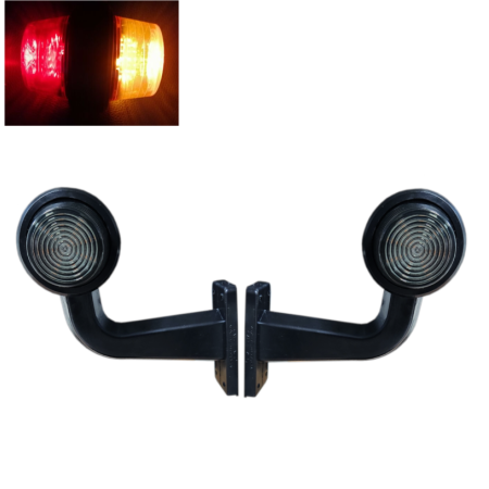 2 pcs Maxi LED Side Marker Lights - Red & Amber Corner Indicators, Smoked Lenses, 12V - 24V